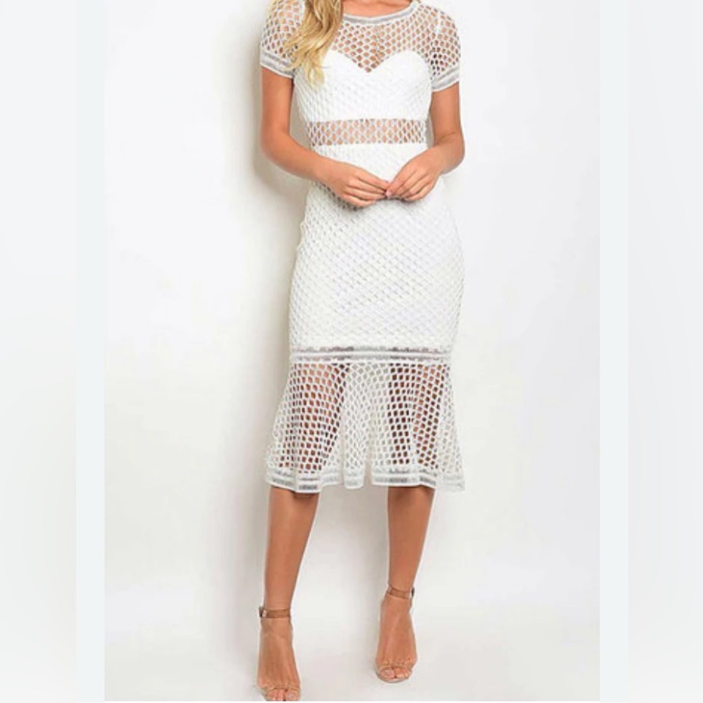 Lulu’s Mesh Midi Mermaid Dress